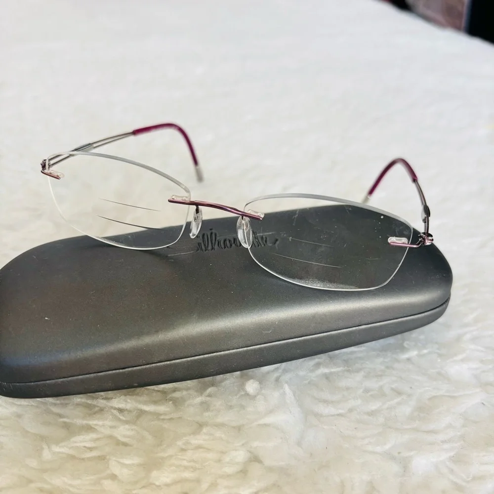 Silhouette Rimless Rose Gold/Burgundy 4299 40 6053 Eyeglasses Frame w/ Case